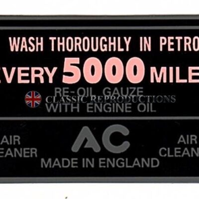 AC Air Cleaner label (black/pink) - TR3, TR4 and others