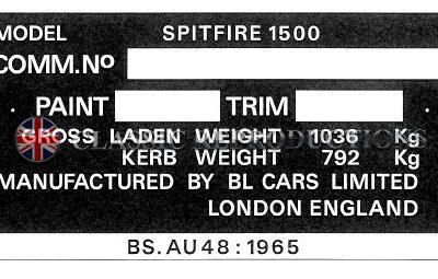 Chassis plate - Triumph Spitfire 1500 (1979)