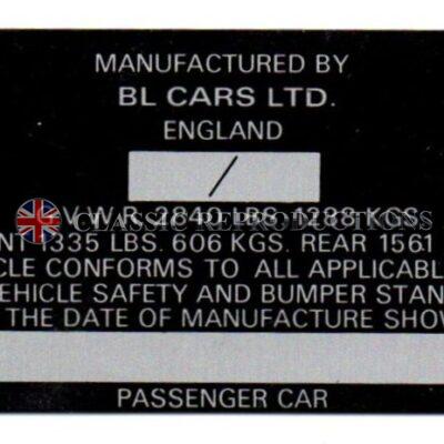 Chassis plate - MGB Tourer Export - 1980 