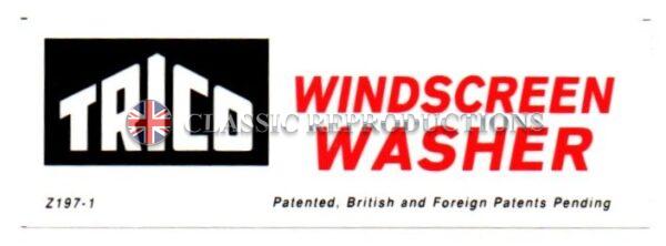 Trico Windscreen Washer Bottle label (PN Z197-1) | Classic Reproductions