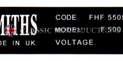 Smiths Heater label (FHF 5505)
